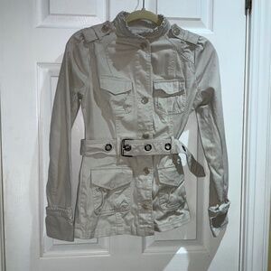 Converse Trench Jacket Sz XS Beige Snap Close belt